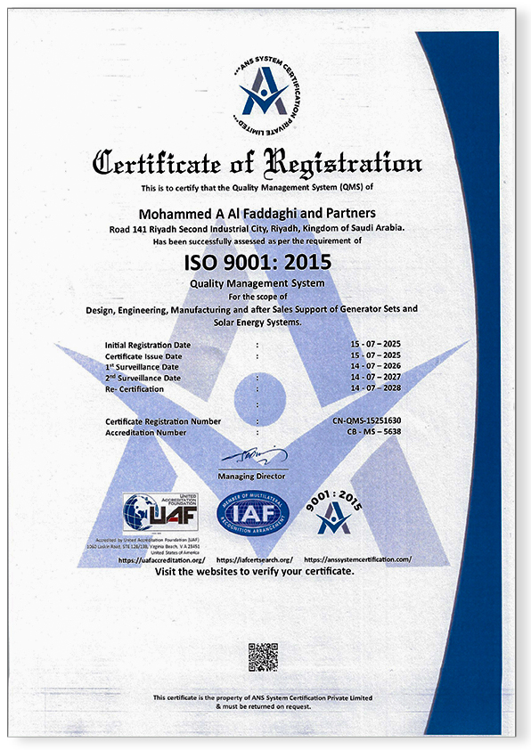BRAVO GENERATORS - Recovered ISO 9001- 2015